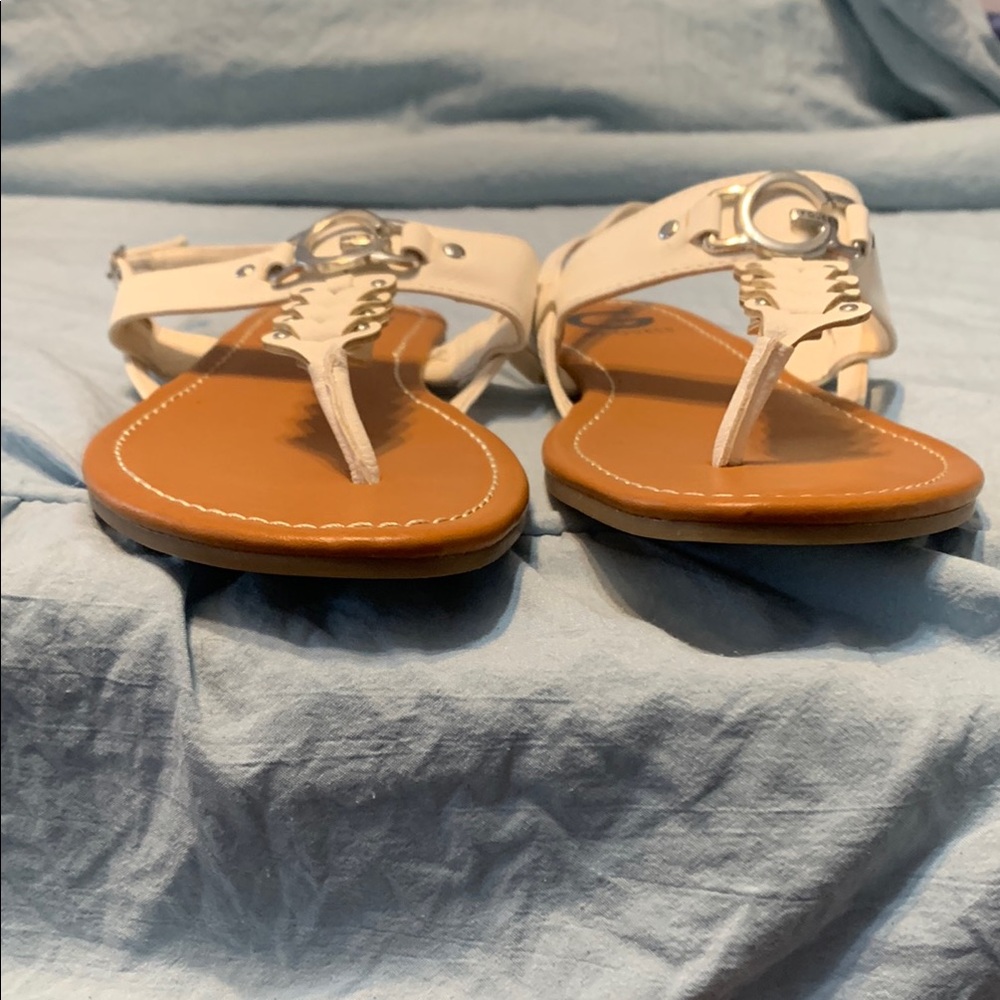 G by Guess White and Brown Sandals with Braided Detail - Picture 9 of 9